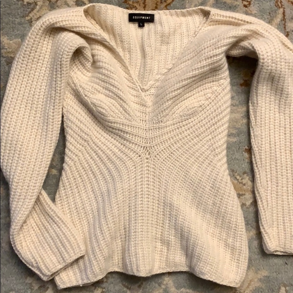 Equipment Cashmere Cream beige Sweater Top Shirt L